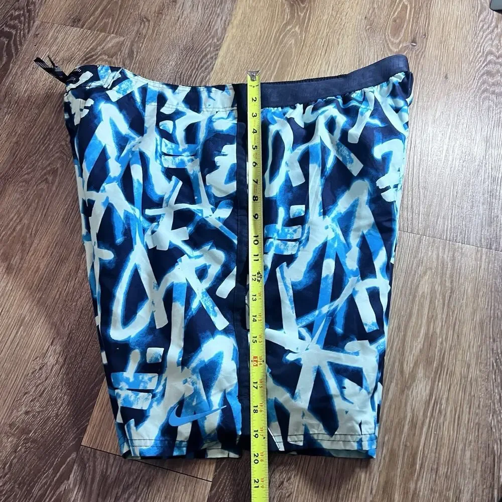 Nike Volley Board Shorts Graffiti Pattern Swim Trunks Mens Size XXL Lined 2XL
